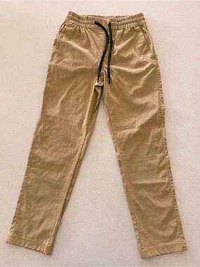STYLUS Men's Performance Drawstring Chino Pant Khaki Tan Black Drawcord Small